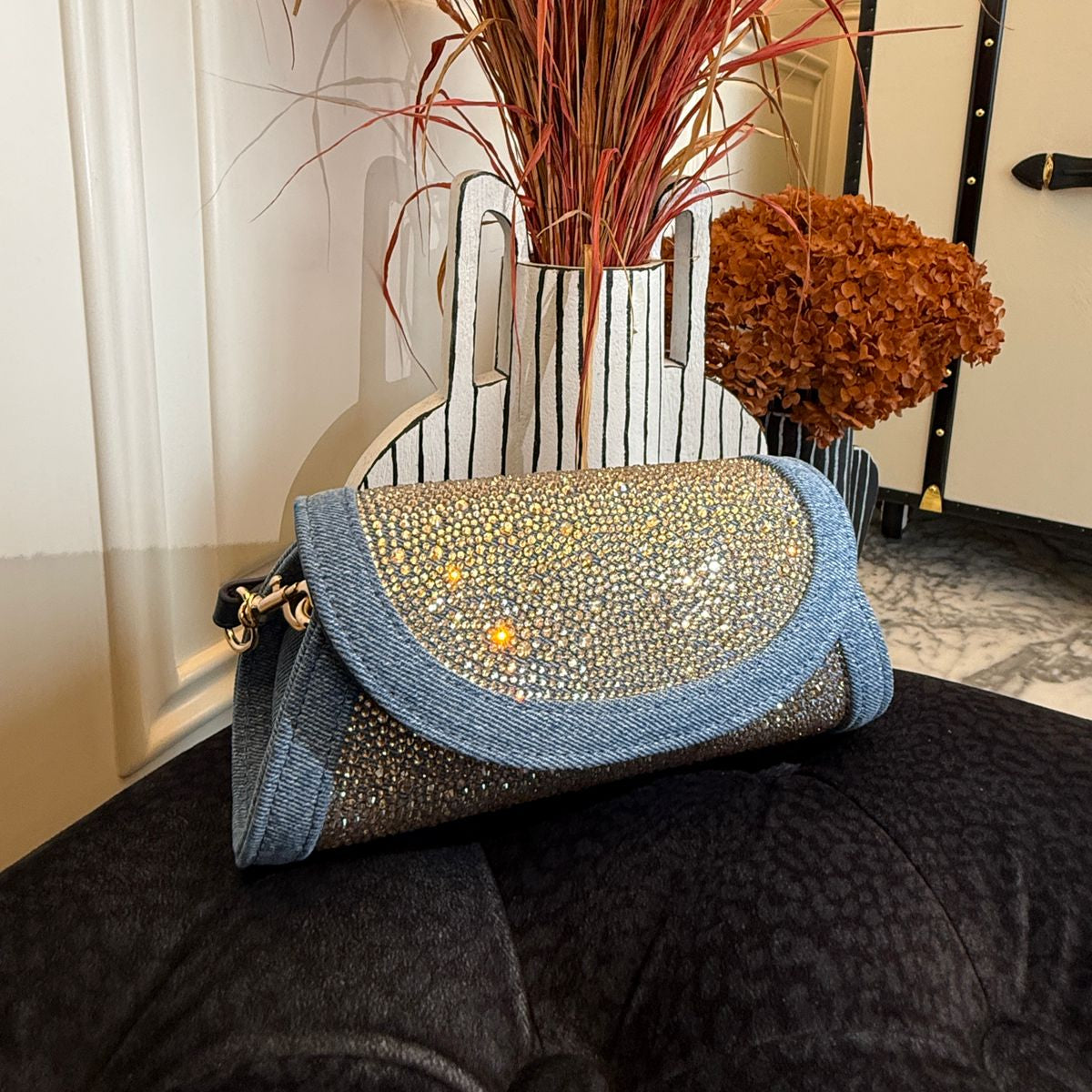 Quinn Denim Bag Gold