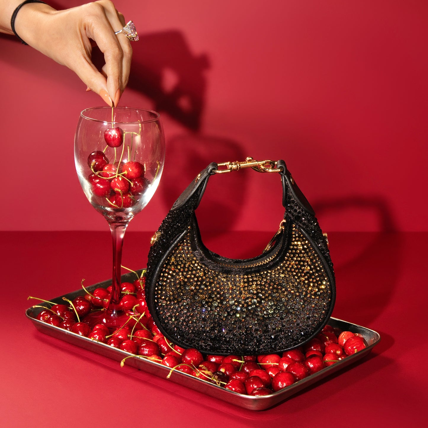 Noor Black n Gold Moon Bag